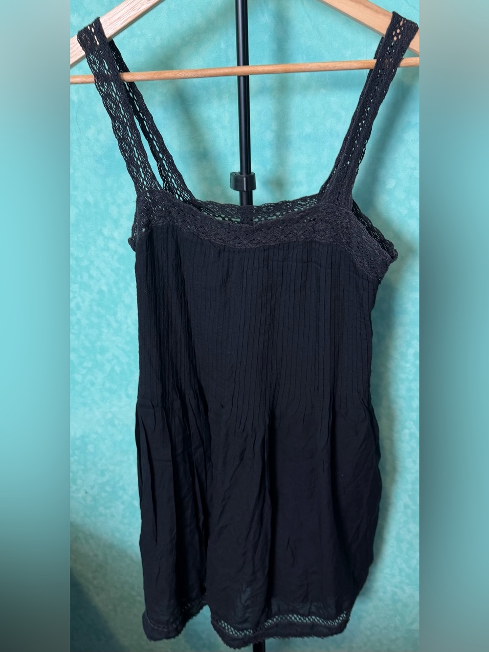 🌙🖤Wilfred Black Crochet Trim Sleeveless Dress